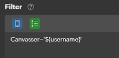 A condition expression for a WHERE clause that filters the dynamic choice list